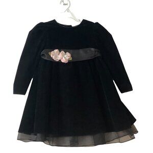 Glitter Wear Dress Girl Size 4 Toddler Black Velvet Floral Belt Layered
